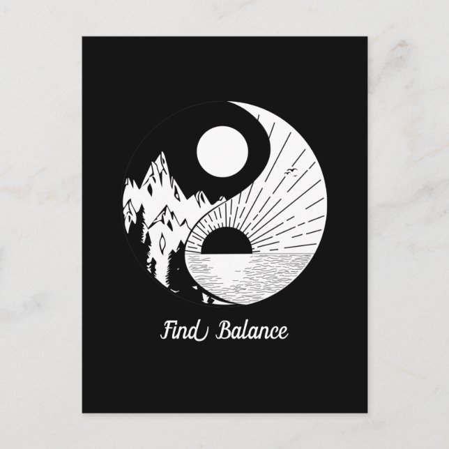 Balance Zen Yin Yang Schwarz-weiß Postkarte (Vorderseite)
