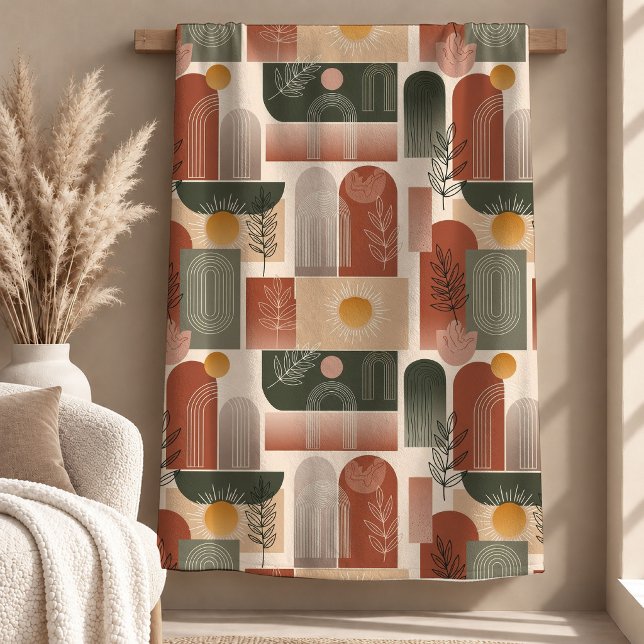 Balanced Dusty Green Copper Boho Decke Kunst (Balanced Dusty Green Copper Boho Blanket Art)