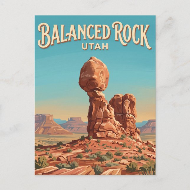 Balanced Rock Moab Utah Postkarte (Vorderseite)
