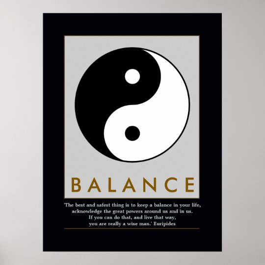 Balancen Zen Yin Yang Zitat Poster Zazzle Ch