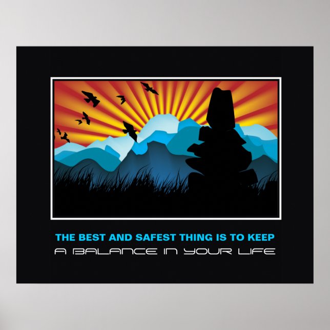 Balancestapel in den Bergen motivierend Poster (Vorne)