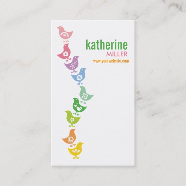 Balancierende farbige Retro-Regenbogenküken Visitenkarte (Vorderseite)