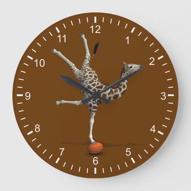 Balancing Giraffe Große Wanduhr (Vorderseite)