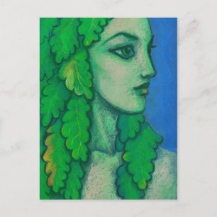 Balanis, Dryade, grüne Blätter, Waldgöttin, Kunst Postkarte