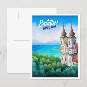 Balaton Ungarn Kunst Aquarell Reise Postkarte