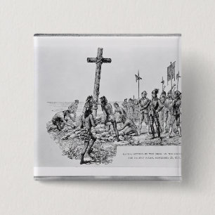 Balboa das Kreuz auf dem Ufer gründend Button