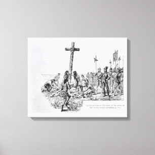 Balboa das Kreuz auf dem Ufer gründend Leinwanddruck