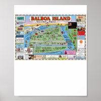 Balboa Island, Newport Beach, Cartoon Karte