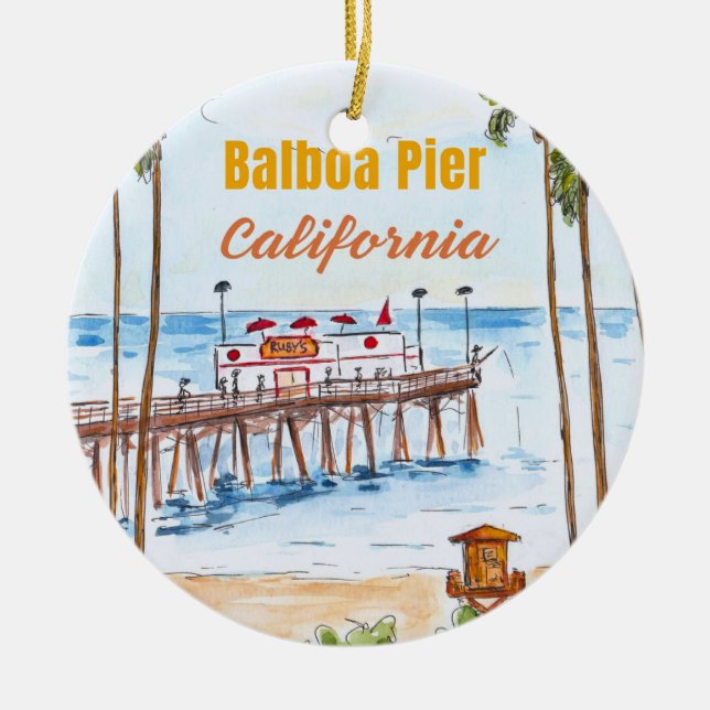 Balboa Pier Newport Beach Ornament (Vorne)