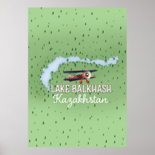 Balchaschsee Kasachstan Seekarte Poster