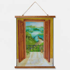 Balcony Wandteppich Mit Holzrahmen