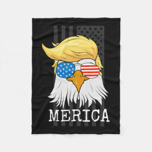 Bald Adler 4. Juli Trump American Flag Funny G Fleecedecke