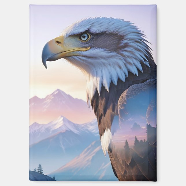 Bald Adler Doppelexposition Tierart Wildnis Magnet (Vorderseite)