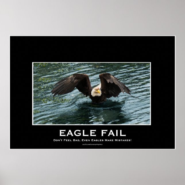 Bald Adler Fishing Versage Demotivations-Foto druc Poster (Vorne)