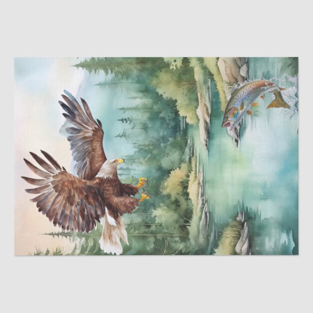 Bald-Adler-Forellen Wasserfarbe Seidenpapier (Vorderseite)