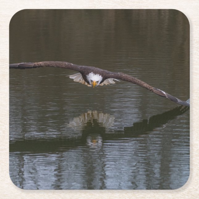 Bald Adler im Flug Rechteckiger Pappuntersetzer (Vorderseite)