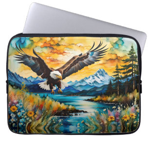 Bald-Adler-Jagd auf Wildblumen Laptopschutzhülle