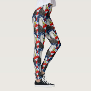 Bald-Adler-Kopf und eine amerikanische Flagge Leggings