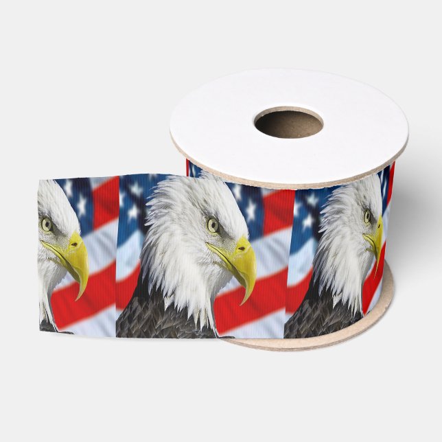 Bald-Adler-Kopf und eine amerikanische Flagge Ripsband (Spule)