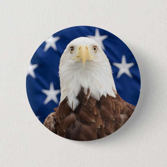 Bald Adler mit amerikanischer Flagge Button (Vorderseite)