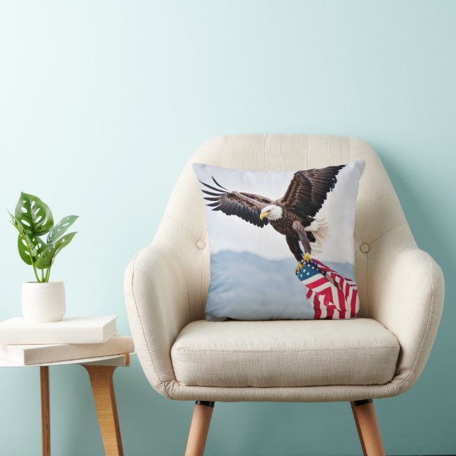 Bald-Adler mit amerikanischer Flagge Kissen (Stuhl )