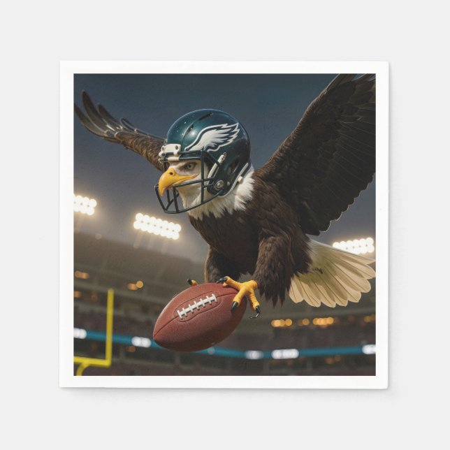Bald-Adler mit Fußballgestänge im Stadion Serviette (Vorderseite)