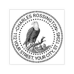 Bald Adler mit Hühnern in Nestname Rücksendeadress Permastempel