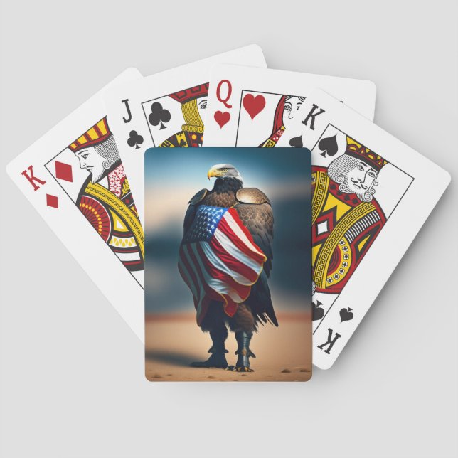 Bald-Adler mit Rüstung, die eine amerikanische Fla Spielkarten (Rückseite)