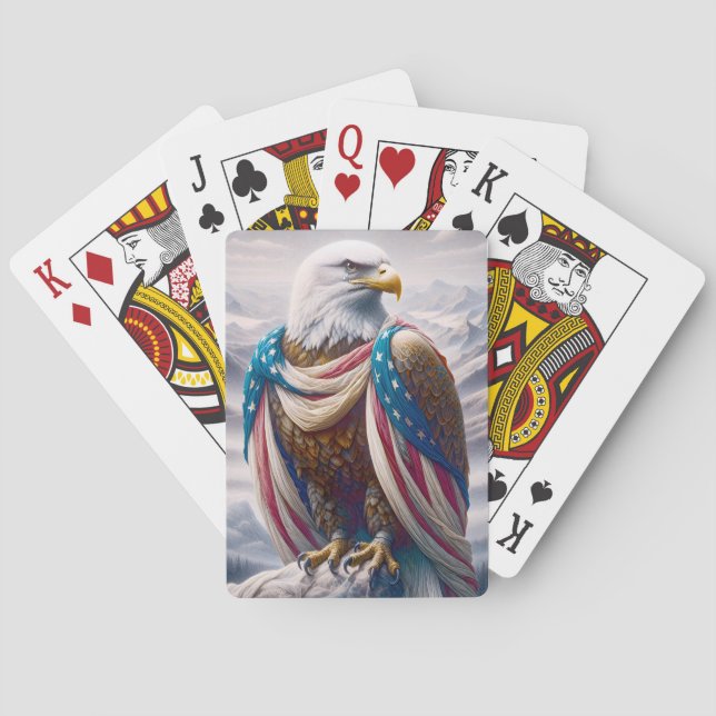 Bald Adler mit Tränen und amerikanischer Flagge Spielkarten (Rückseite)