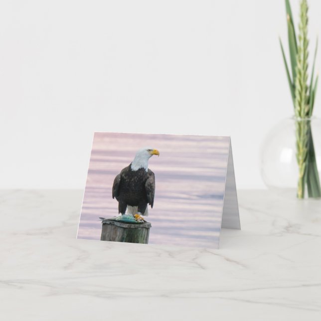 Bald-Adler mit unscharfer Fotografie von Fischen Dankeskarte (Vorderseite)