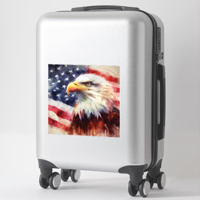 Bald-Adler mit USA-Flagge Aufkleber (Koffer)