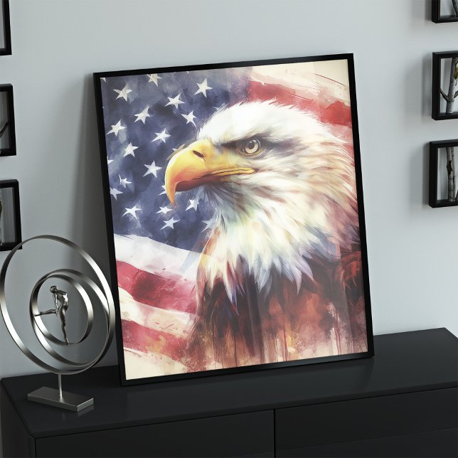 Bald-Adler mit USA-Flagge Fotodruck (Von Creator hochgeladen)