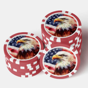 Bald-Adler mit USA-Flagge Pokerchips