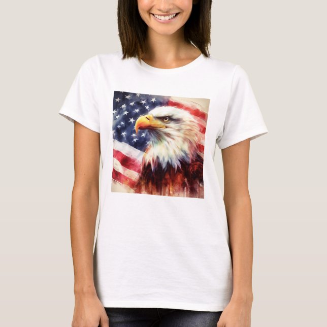 Bald-Adler mit USA-Flagge T-Shirt (Vorderseite)