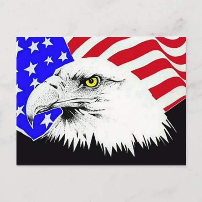 Bald Adler und American Flag Postcard Postkarte (Vorderseite)