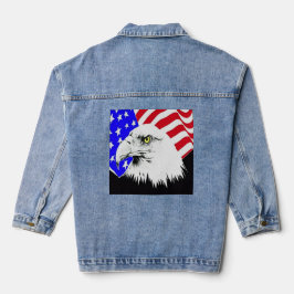 Bald Adler und amerikanische Flaggenfrauen Jeansjacke