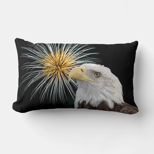 Bald Adler und Feuerwerke Lendenkissen (Vorderseite)