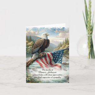 Bald Adler und Flag auf Branch Beileid Vielen Dank Dankeskarte