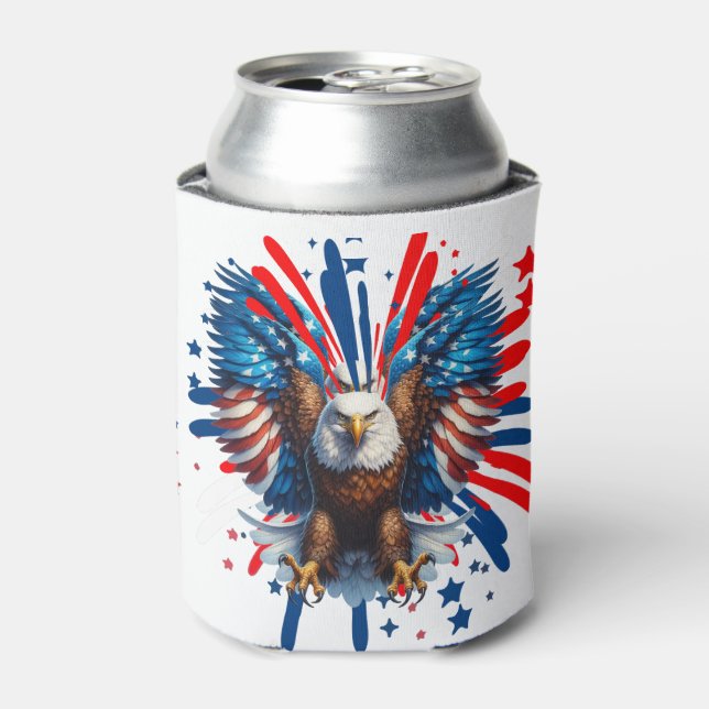 Bald Adler und lebendige US Flagge Cooler Dosenkühler (Kanne Vorderseite)