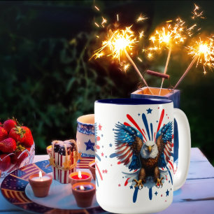 Bald Adler und lebendige US Flagge Tasse
