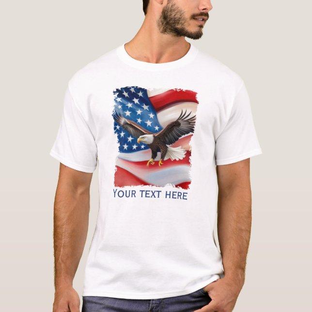 Bald Adler & US Flag 4. Juli T-Shirt (Vorderseite)