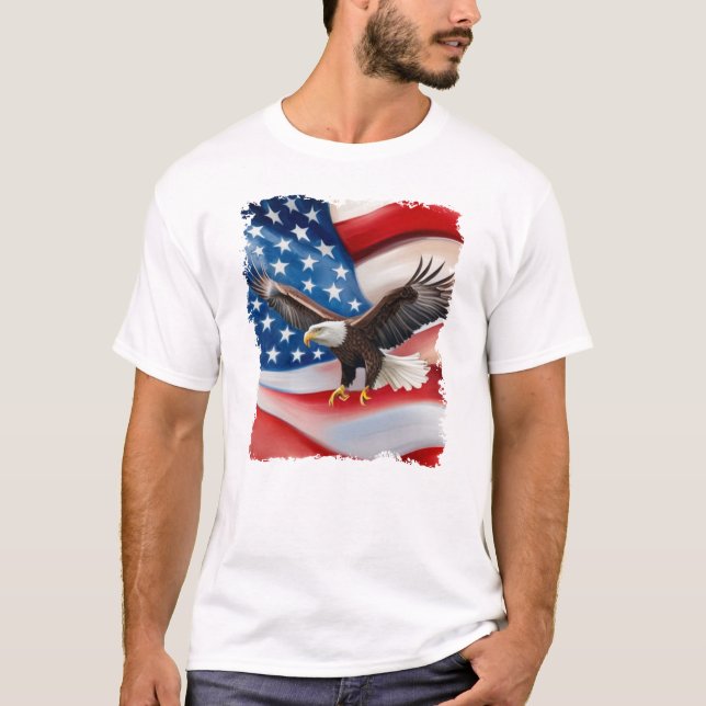 Bald Adler & US Flag 4. Juli T-Shirt (Vorderseite)