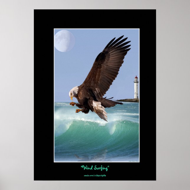 Bald Adler, Waves & Lighthouse Art Poster (Vorne)