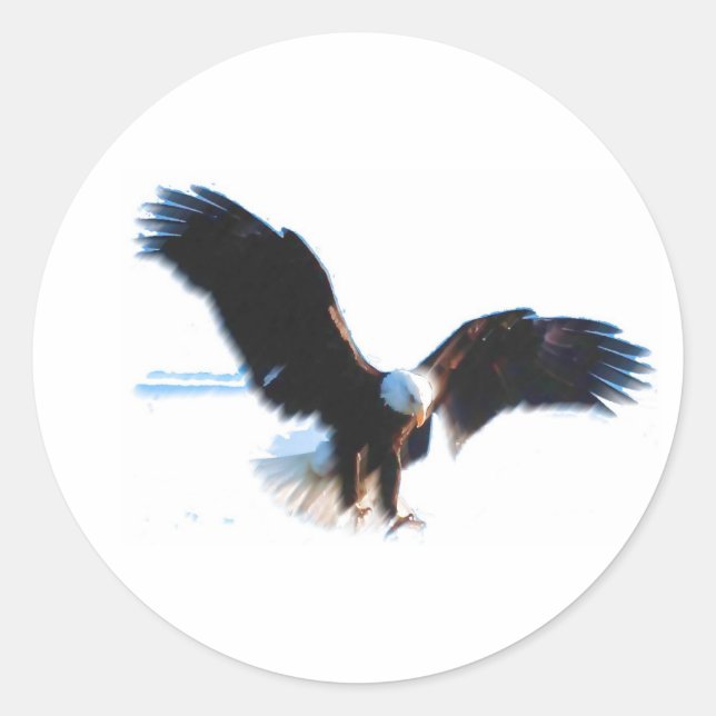 Bald American Eagle Landing Runder Aufkleber (Vorderseite)