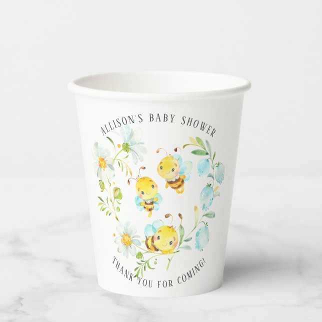 Bald auf Bee Family von 3 Bier Baby Shower Paper P Pappbecher (Vorderseite)