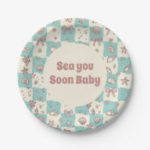 Bald auf See Baby Shower Papier Teller