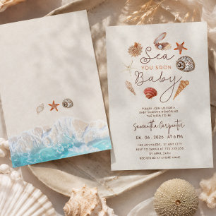 Bald auf Wiedersehen Muscheln Sand Babyparty Einladung