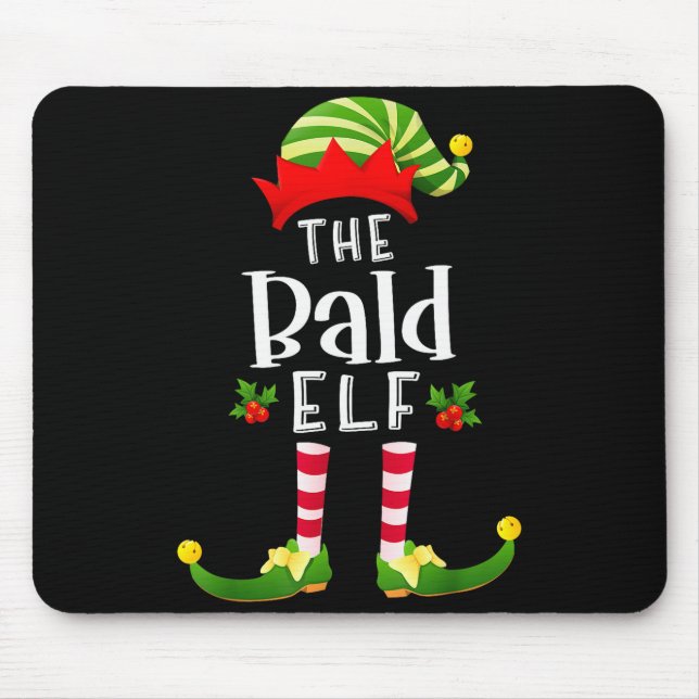 Bald Christmas Elf Matching Pajama X-mas Party  Mousepad (Vorne)