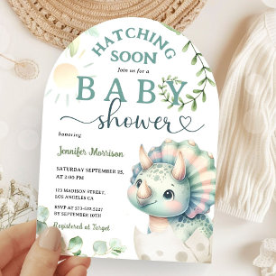 Bald Dinosaur Babydusche Girl Arch Einladung
