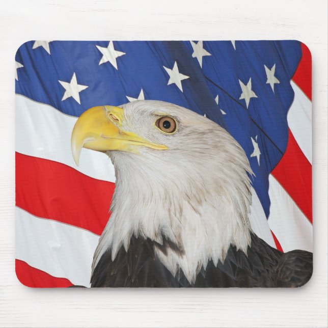 BALD EAGFL UND AMERIKANISCHE FLAGGE MOUSEPAD (Vorne)